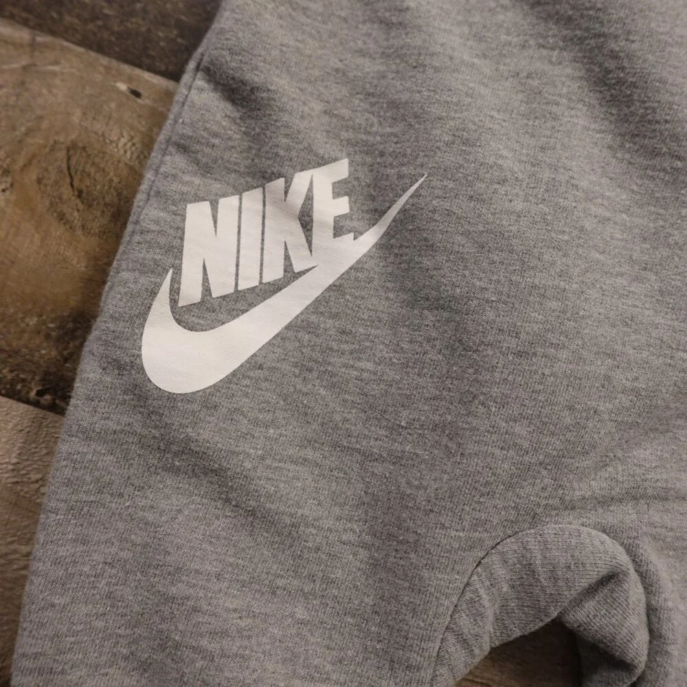 Nike Hooded‎ Zip Romper Baby 3M Gray Logo Graphic Fleece Outfit